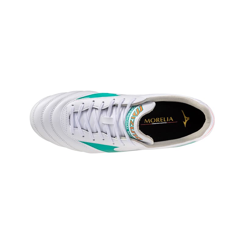 Кроссовки для футбола Mizuno MORELIA 2 Футбольные бутсы Низкий Топ Белый Зеленый Мужской - изображение 3