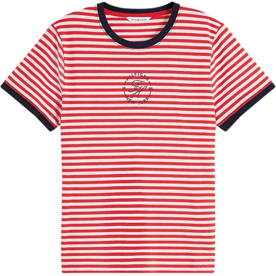 Футболка Tommy Hilfiger Огонь Красный Экрю Полосы Женские T-Рубашки - изображение 1