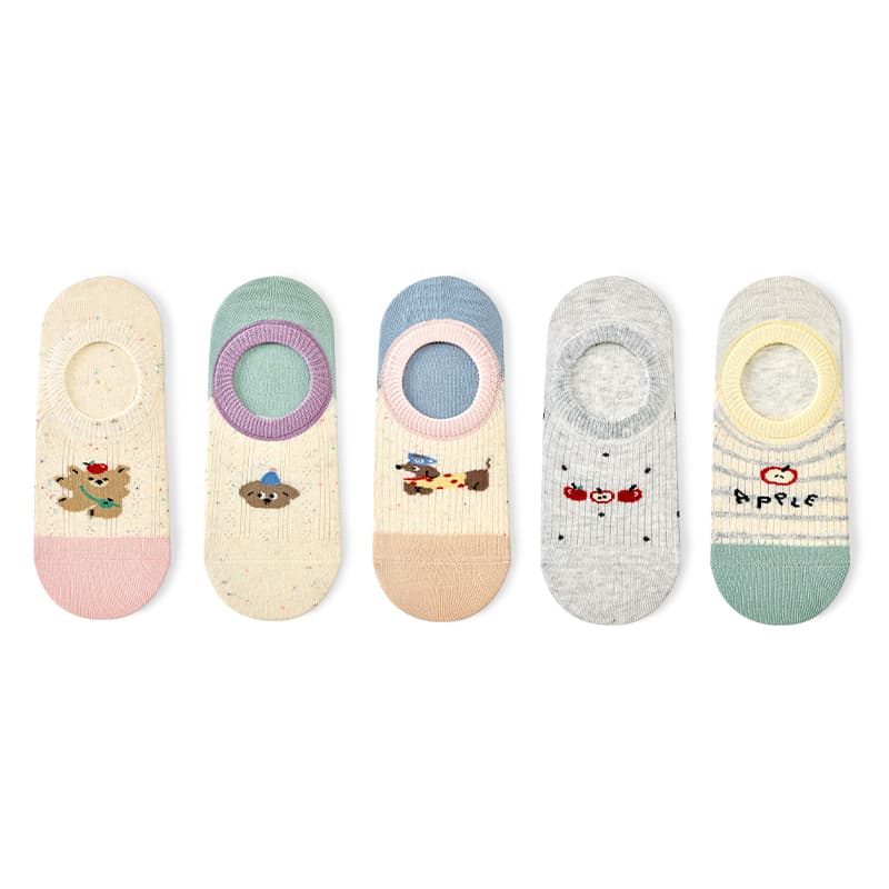 PRIMEET Apple Party 5 Pack [Silicone Anti Slip] Женские No Show Носки - изображение 1
