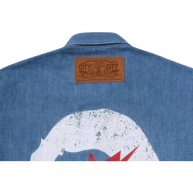 Рубашка A BATHING APE JAPAN DENIM Освежающий вариант Индиго Унисекс Рубашки - изображение 5