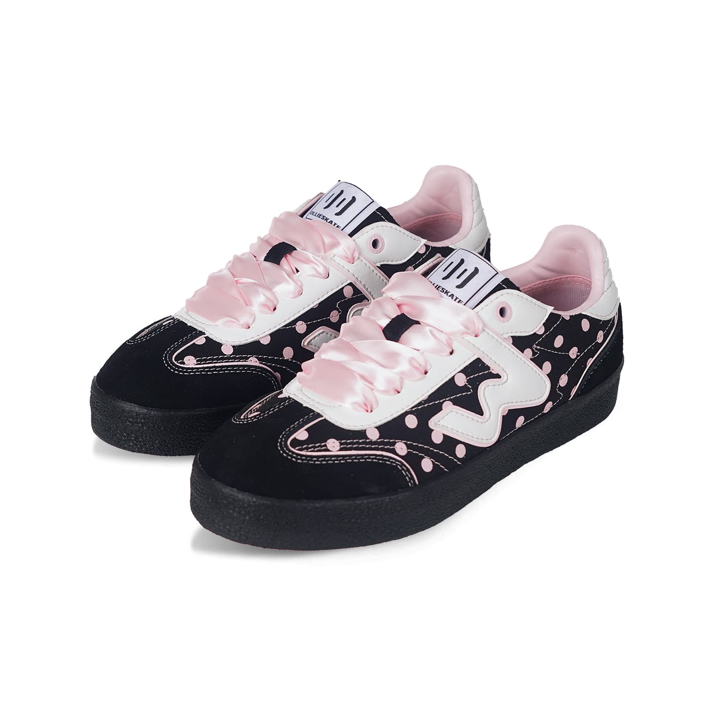 Кроссовки Ollieskate Кеды немецкой армии (GAT) Лоу-топы Черный Розовый Гороховый узор (Розовый черный Шнурки) Унисекс - изображение 2