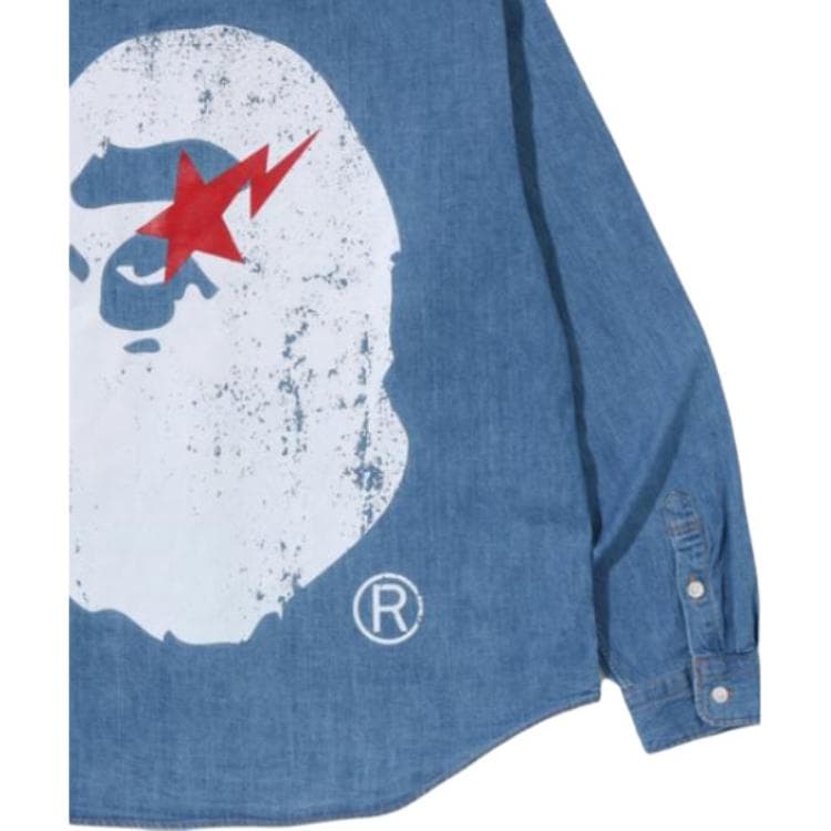 Рубашка A BATHING APE JAPAN DENIM Освежающий вариант Индиго Унисекс Рубашки - изображение 3