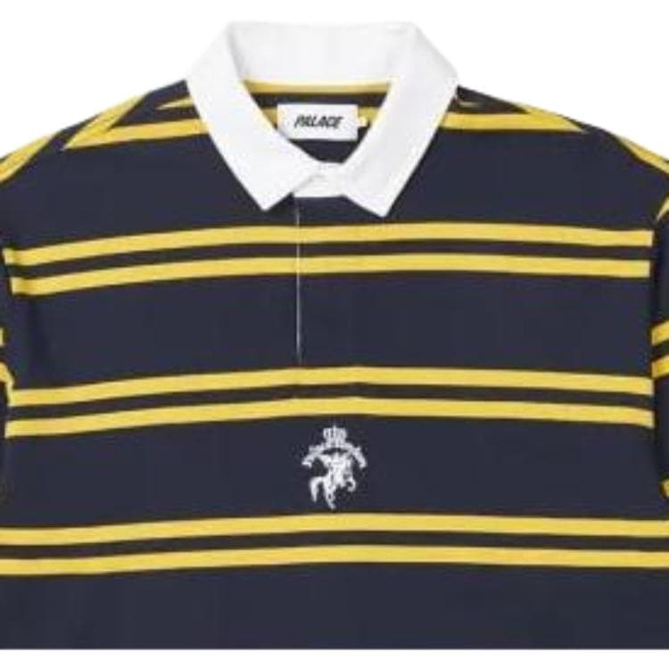 Поло PALACE FW22 Stripe Rugby Navy Yellow polo - изображение 6