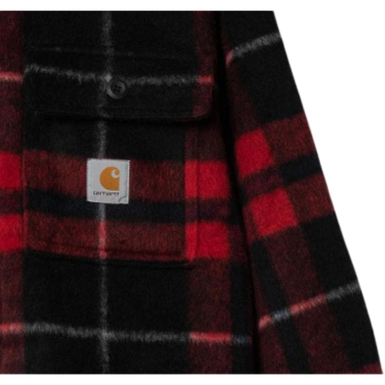 Куртка Carhartt WIP Plaid Logo Shirt Jacket Red - изображение 4