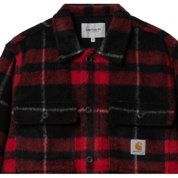 Куртка Carhartt WIP Plaid Logo Shirt Jacket Red - изображение 3