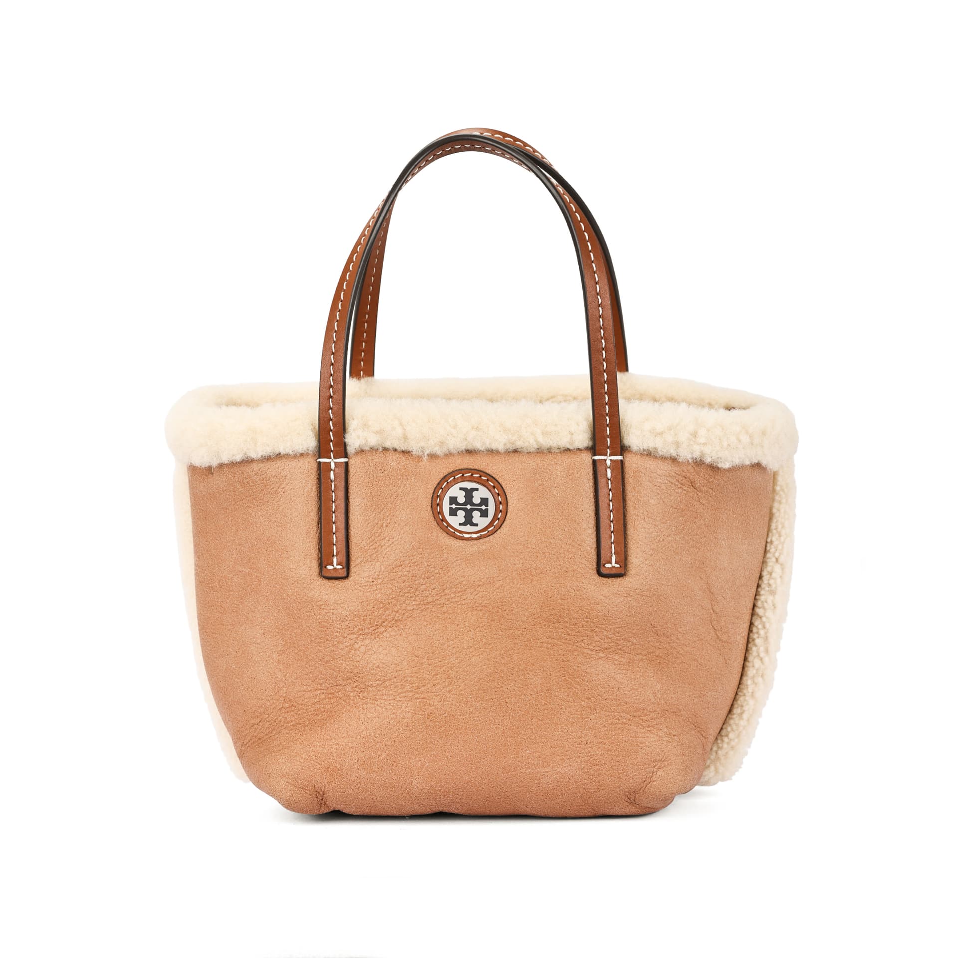 Сумка TORY BURCH Металлический логотип Tote сумка Мини-версия Женская Коричневая - изображение 1