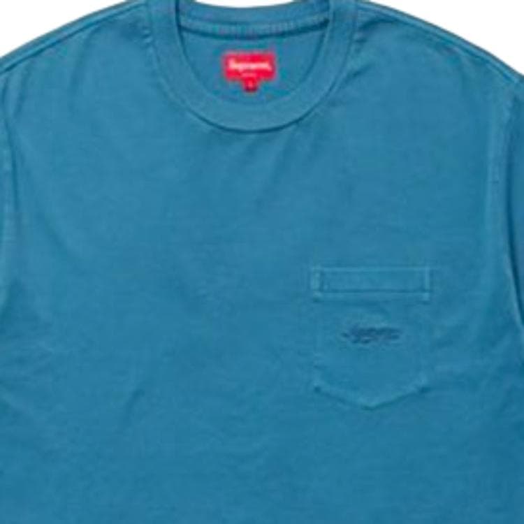 Футболка Supreme SS18 Overdyed Pocket Tee Washed Dark Blue LogoT - изображение 6