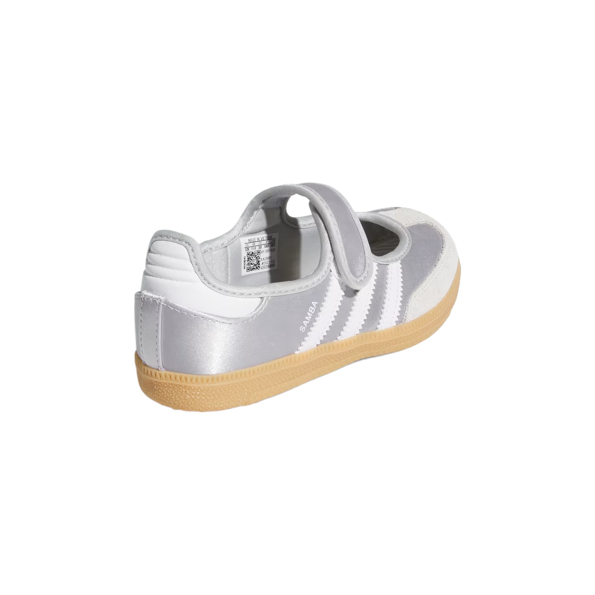 Кроссовки Adidas Originals Samba Jane Детская повседневная обувь Низкий Топ Серебряный Металлик Краска Облачный белый Резина Color Kids - изображение 4