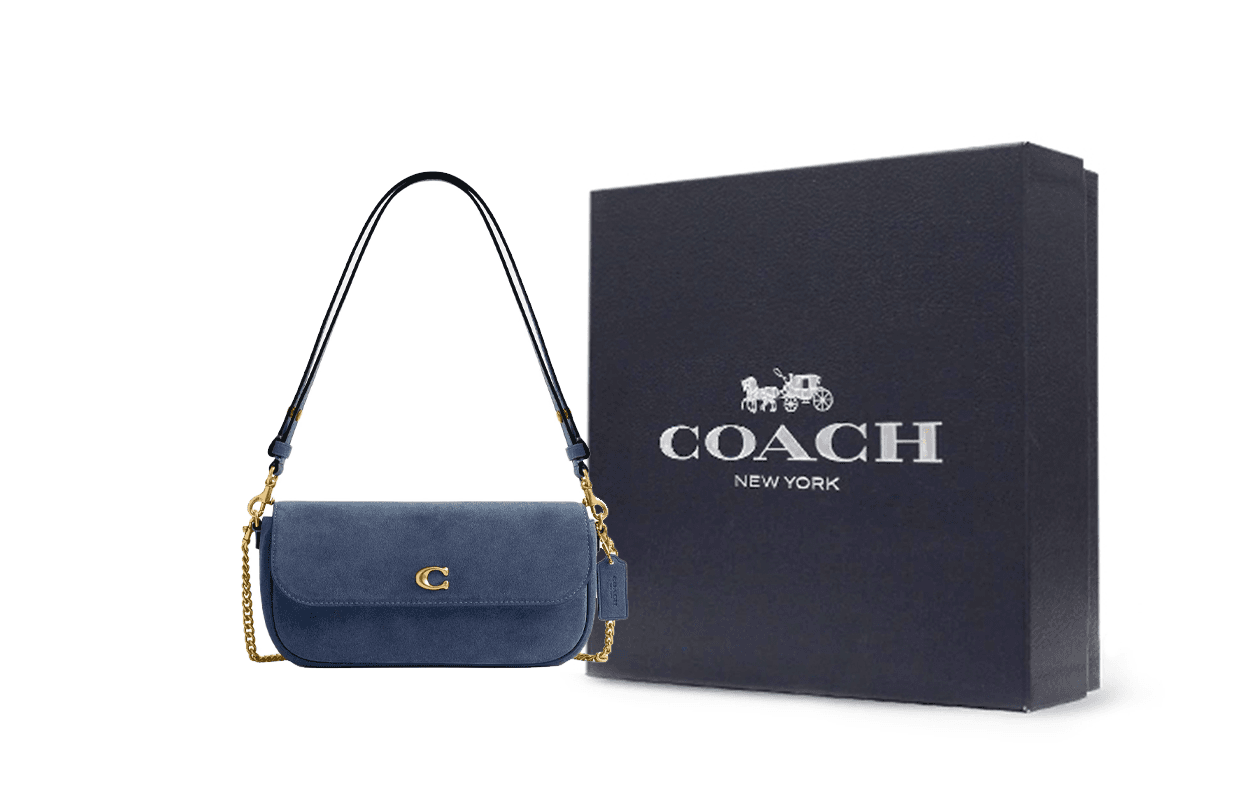 Мини-сумка COACH Brook Flap Замша с Нежной Телячьей Кожей Сумка через плечо Средняя Женская Светло-Синий - изображение 8