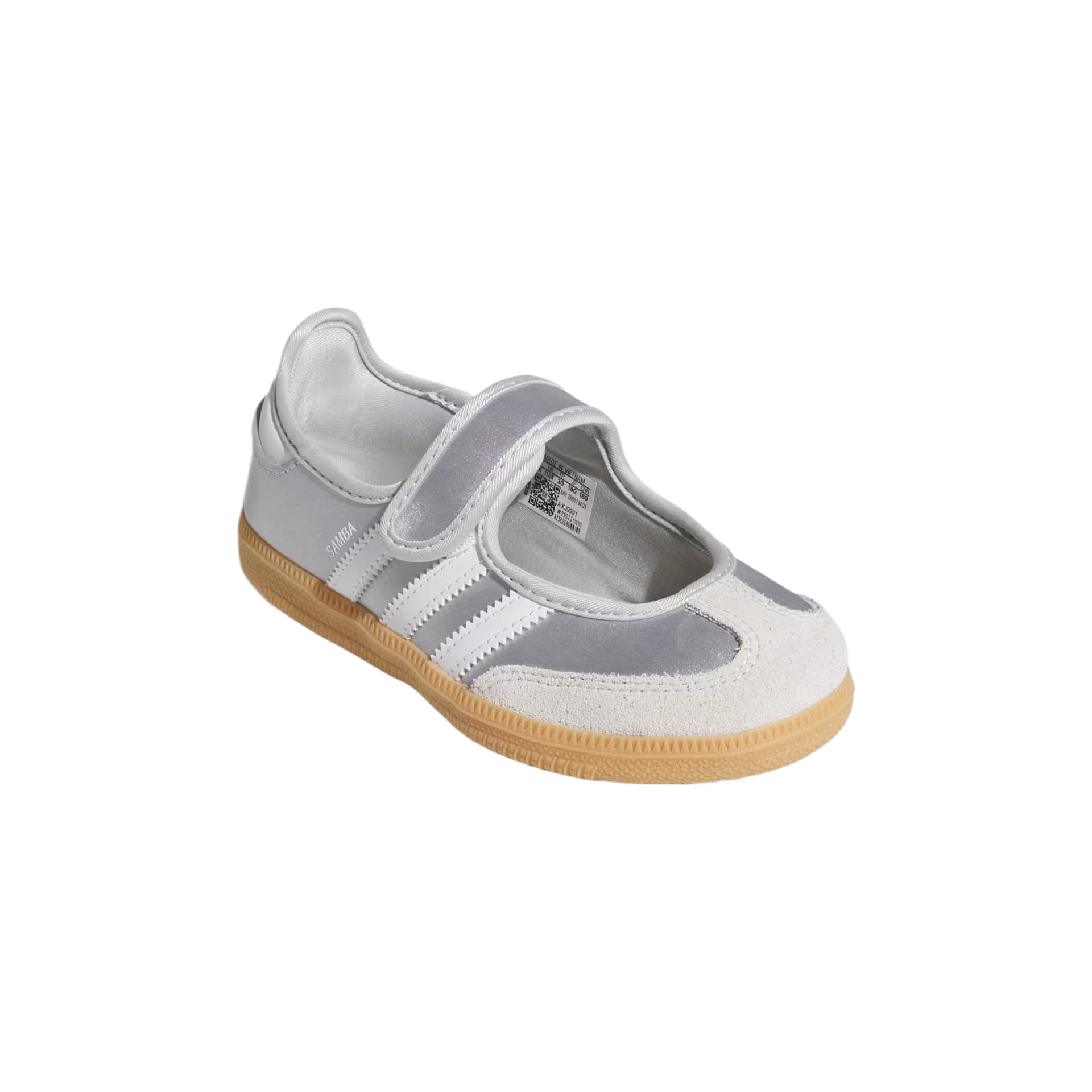 Кроссовки Adidas Originals Samba Jane Детская повседневная обувь Низкий Топ Серебряный Металлик Краска Облачный белый Резина Color Kids - изображение 3