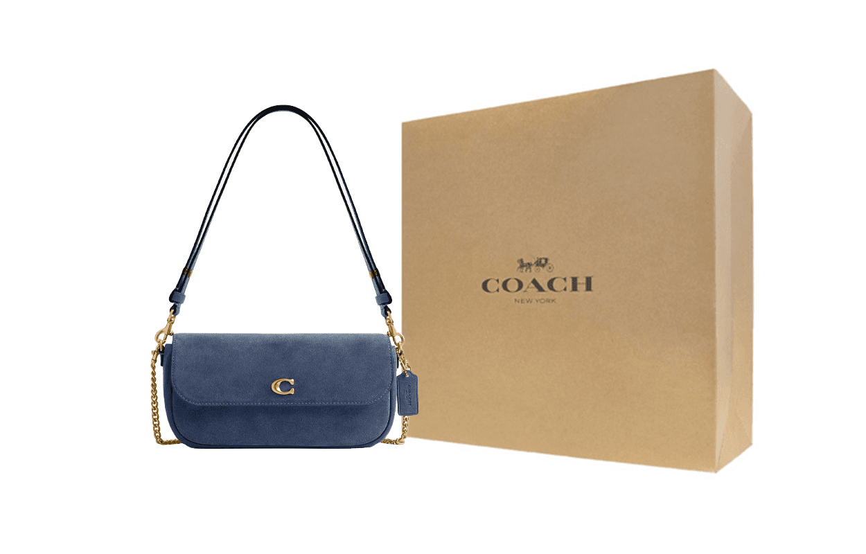 Мини-сумка COACH Brook Flap Замша с Нежной Телячьей Кожей Сумка через плечо Средняя Женская Светло-Синий - изображение 7
