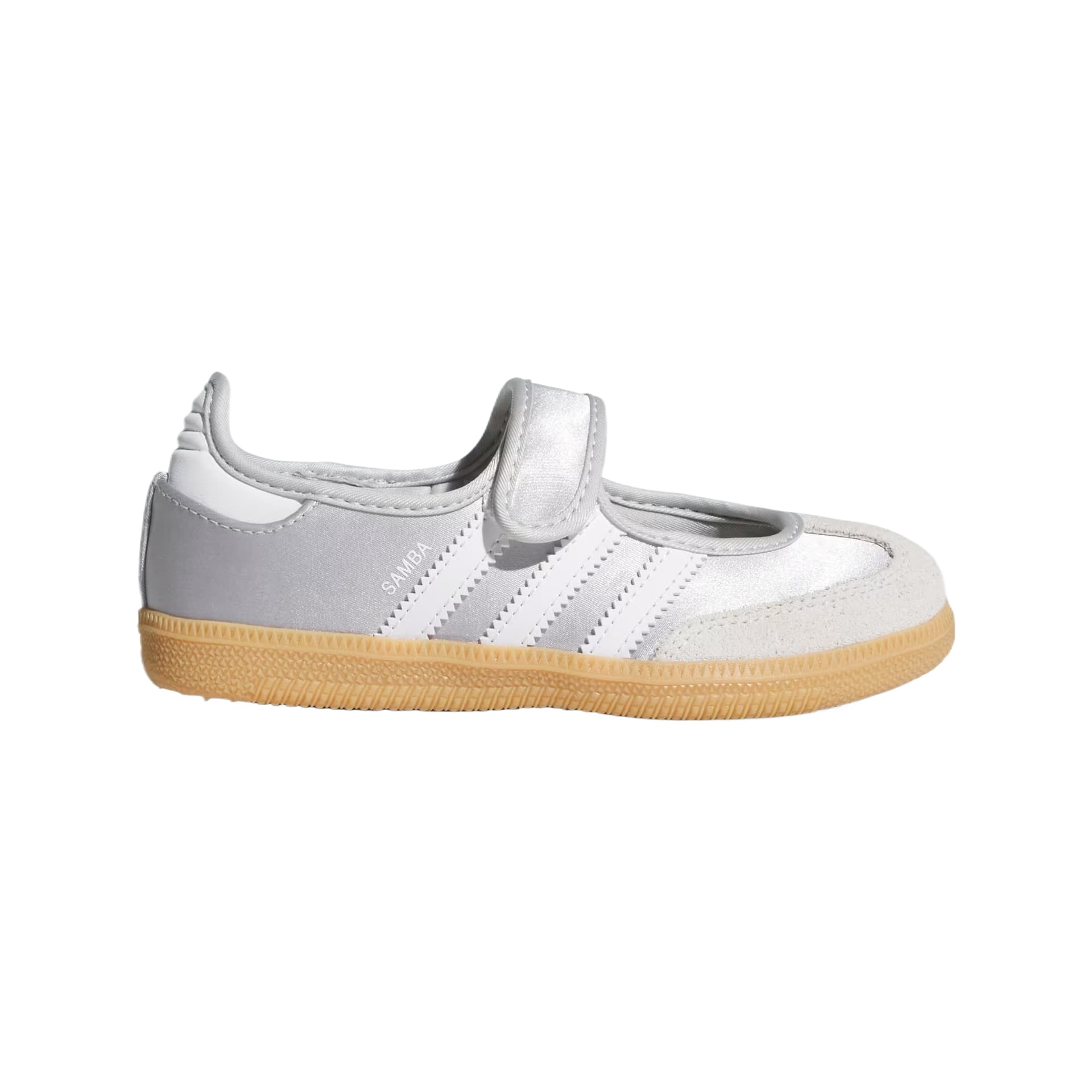 Кроссовки Adidas Originals Samba Jane Детская повседневная обувь Низкий Топ Серебряный Металлик Краска Облачный белый Резина Color Kids - изображение 2