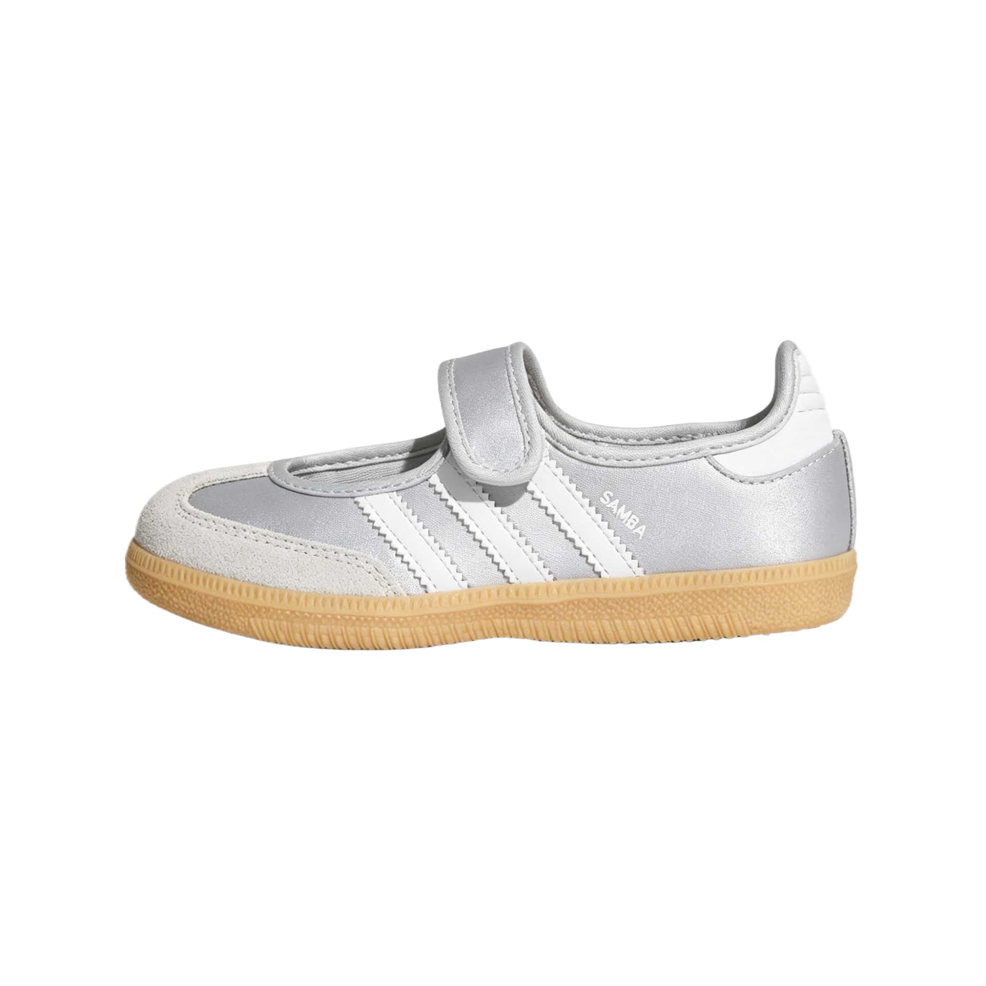Кроссовки Adidas Originals Samba Jane Детская повседневная обувь Низкий Топ Серебряный Металлик Краска Облачный белый Резина Color Kids - изображение 1