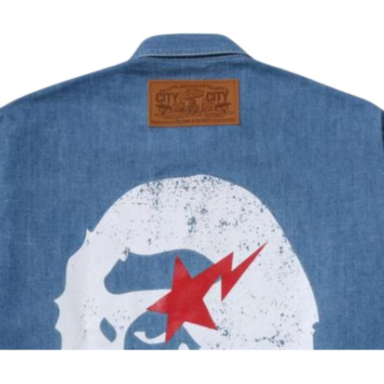Рубашка A BATHING APE JAPAN DENIM Освежающий вариант Индиго Унисекс Рубашки - изображение 7