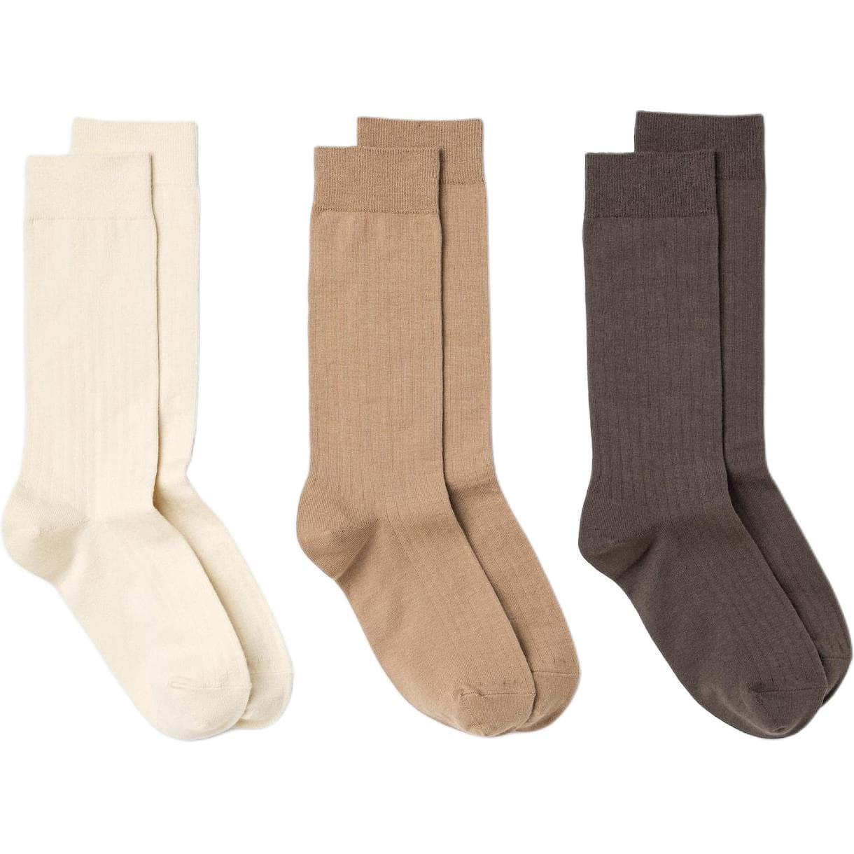 Носки UNIQLO 3 Pack (Natural+Gray+Light Umber) Женские носки Crew - изображение 1