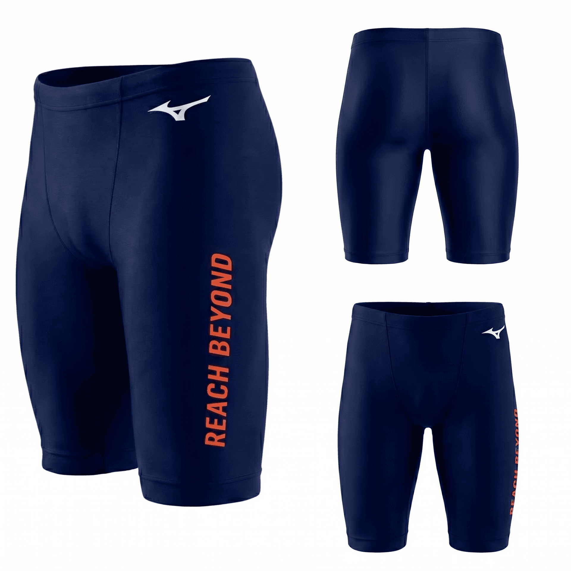 Mizuno Темно-синие Апельсиновые Мужские Плавательные Шорты - изображение 3