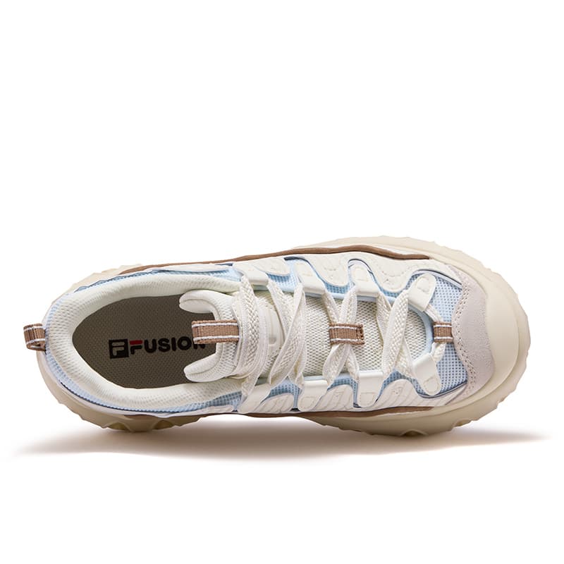 Кроссовки FILA FUSION PISA FLAT Cone Shoes Лоу-топы Скейтборд Обувь Женские Кремово-белый Melted Ледяной синий - изображение 4
