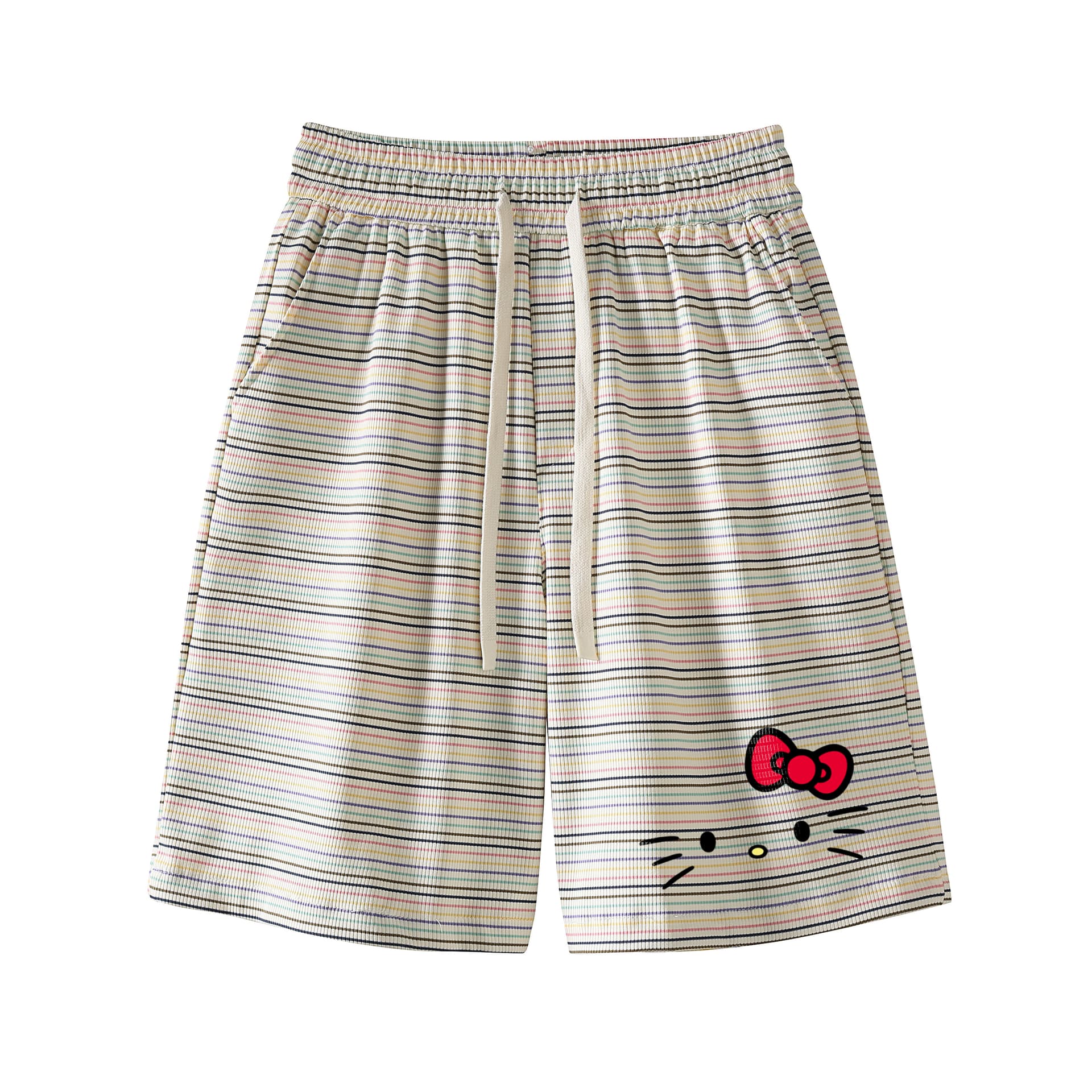 Шорты Sanrio Hello Kitty Rainbow Stripes Unisex Casual Shorts Санрио Hello Kitty Радужные Полосы Унисекс Повседневные Шорты - изображение 1