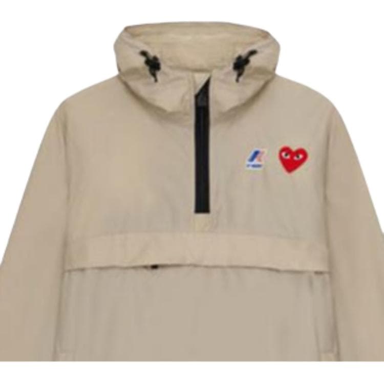 Куртка CDG Play x K-Way Half Zip Jacket Beige - изображение 3