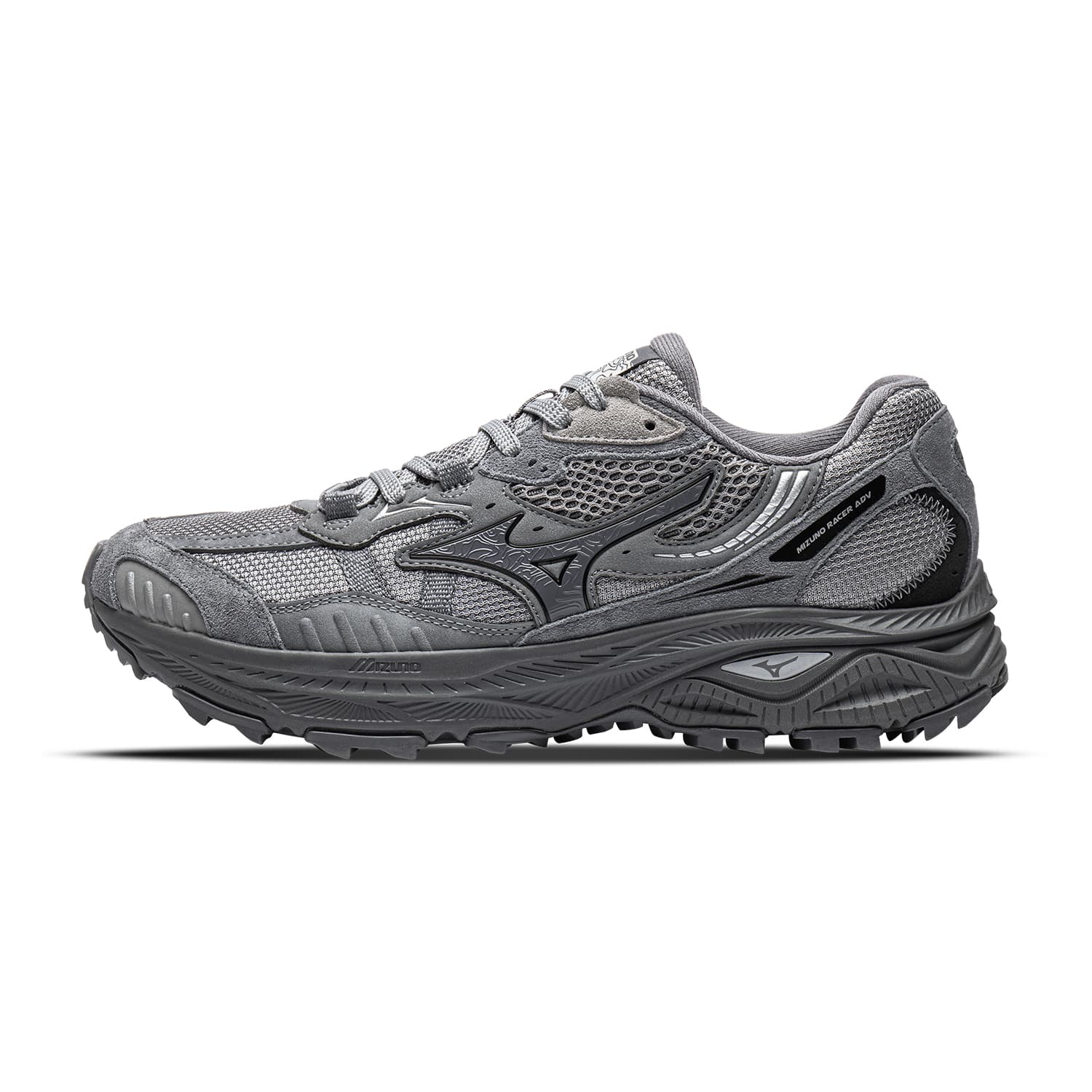 Кроссовки для бега Mizuno Racer ADV Поддержка Износостойкий Антискользящий Лоу-топы Кроссовки для трейлраннинга Унисекс Акулий серый - изображение 1