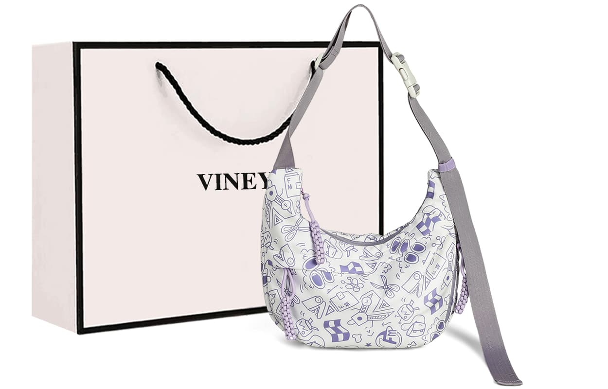 Сумка через плечо VINEY Ткань Сумки кросс-боди Women's White Фиолетовый - изображение 2