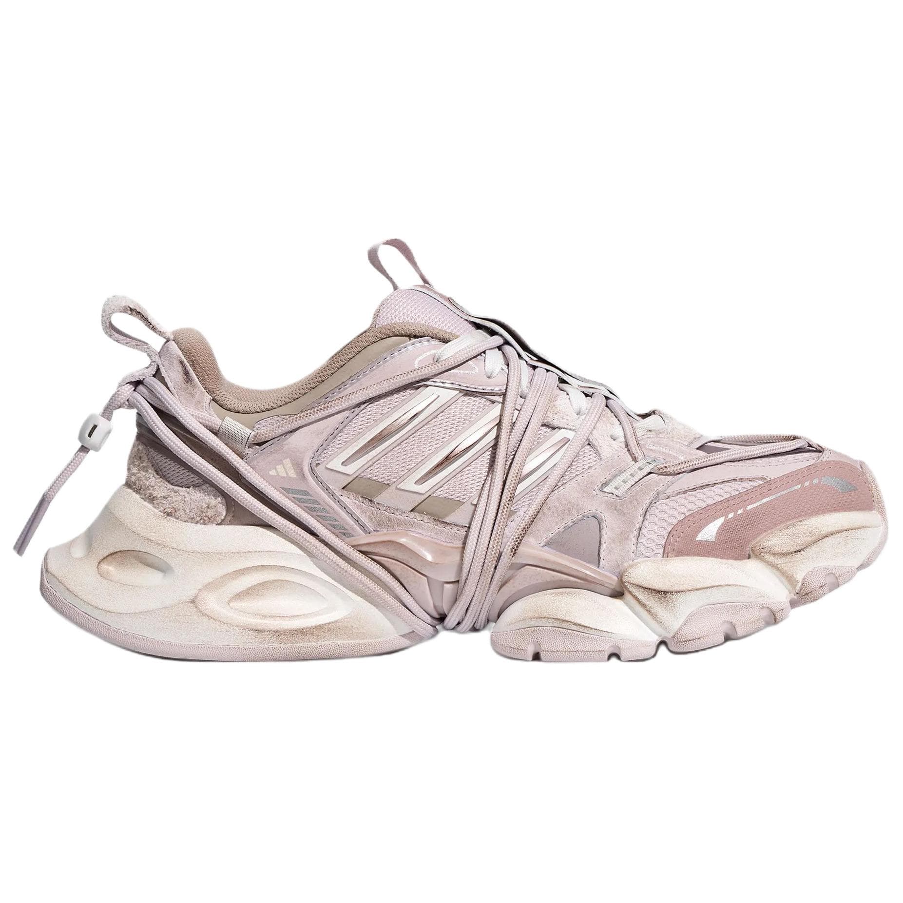Кроссовки для бега Adidas XLG RUNNER DELUXE 2,0 Беговые кроссовки Низкий Топ Светло-розовый Кристально-белый Унисекс - изображение 2