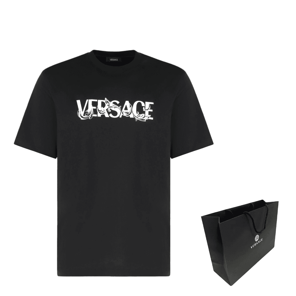 Футболка VERSACE Мужские черные T-рубашки - изображение 3