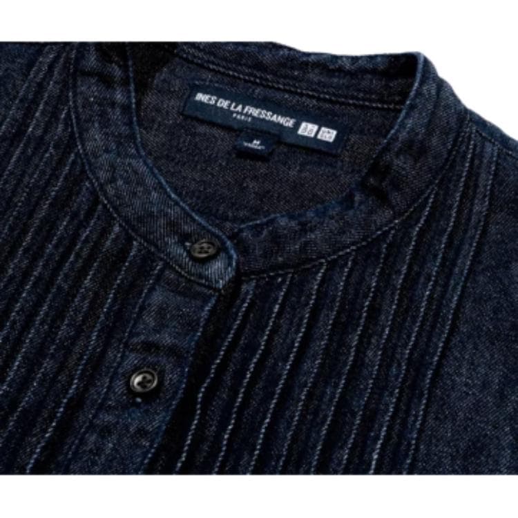 Блузка UNIQLO X IDLF Темно-синие женские рубашки - изображение 3