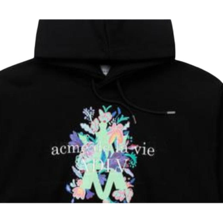 Худи acme de la vieADLV A Logo Emblem Flower Essential Hoodie Black Logo - изображение 3