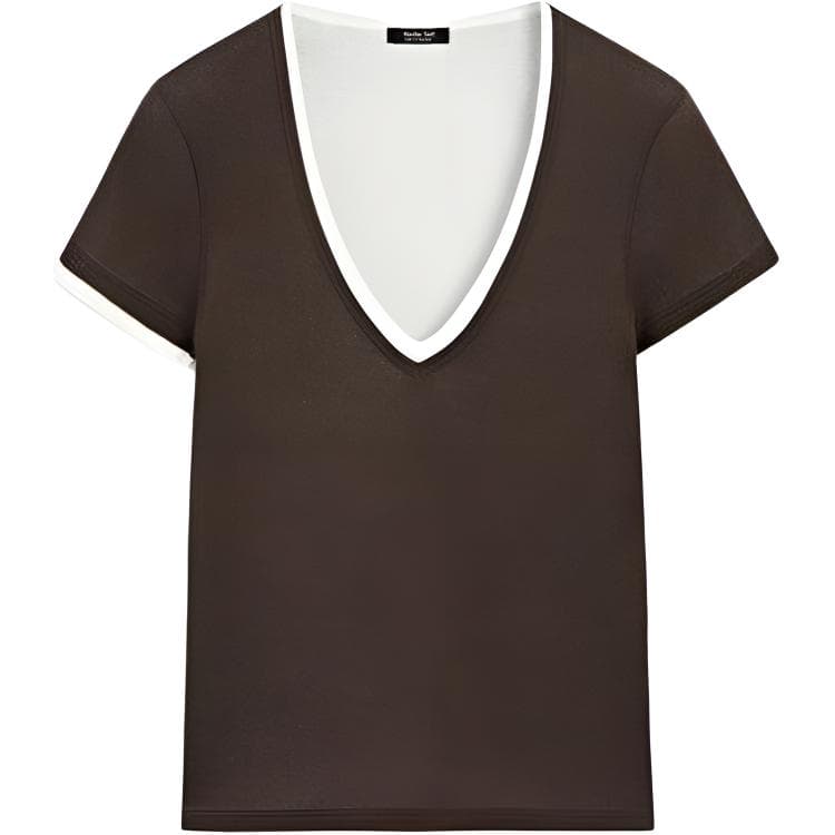 Футболка Massimo Dutti Коричневый Женские T-рубашки - изображение 2