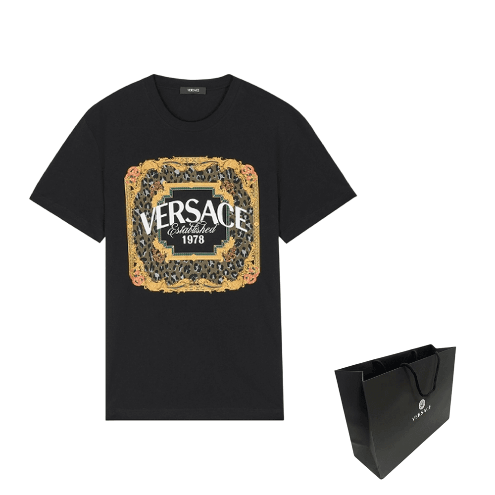 Футболка VERSACE Мужские черные T-рубашки - изображение 3