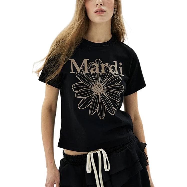Футболка MARDI MERCREDI Черный Светло-коричневый Женские T-рубашки - изображение 1
