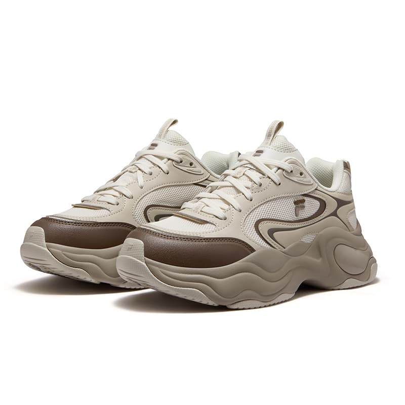 Кроссовки FILA FUSION BUBBLE DX Массивные кроссовки Низкий Топ Тофу Белый Овсяный Пшенично-коричневый Женские - изображение 3