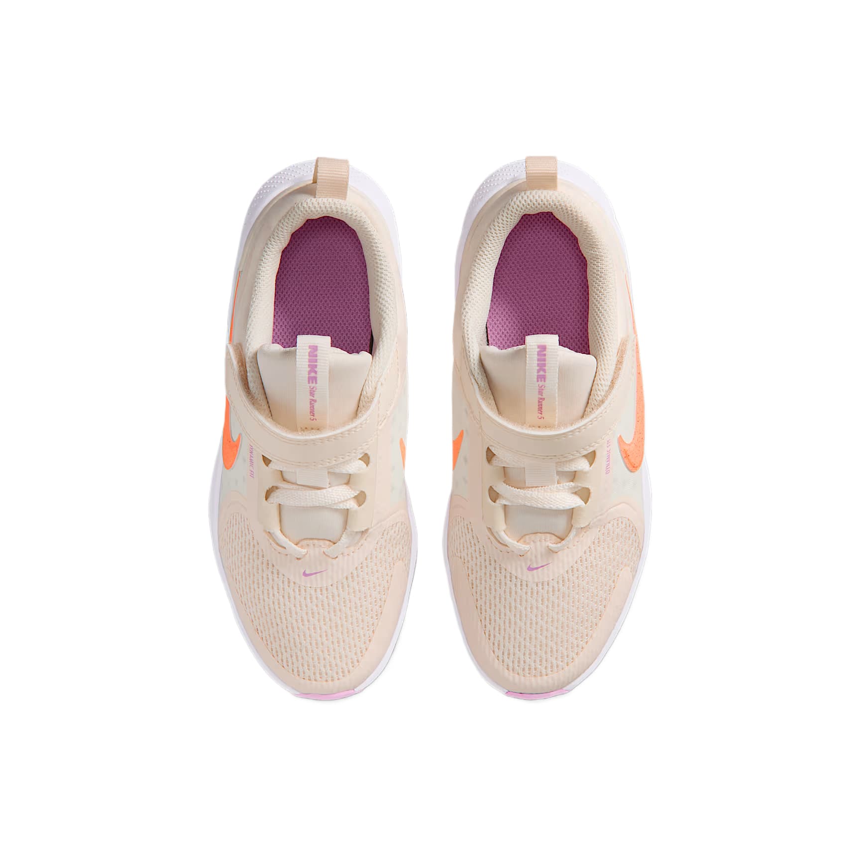 Кроссовки Nike Star Runner 5 Детские беговые кроссовки Low Топ Розово-белый Парусный белый Светло-розовый Импуль Апельсин Kids - изображение 3