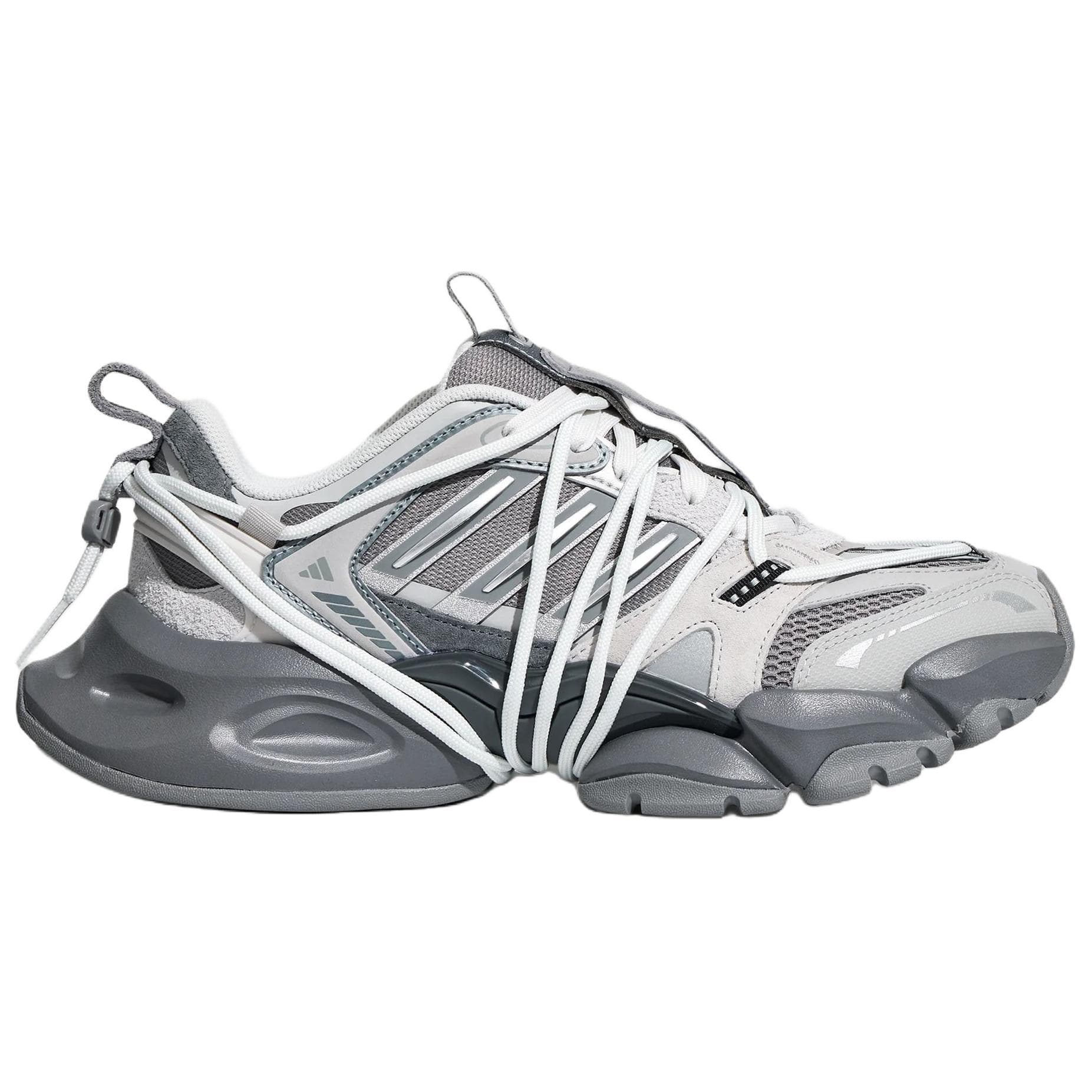 Кроссовки для бега Adidas XLG RUNNER DELUXE 2,0 Беговые кроссовки Низкий Топ Серый Металлический Серебристый Унисекс - изображение 2