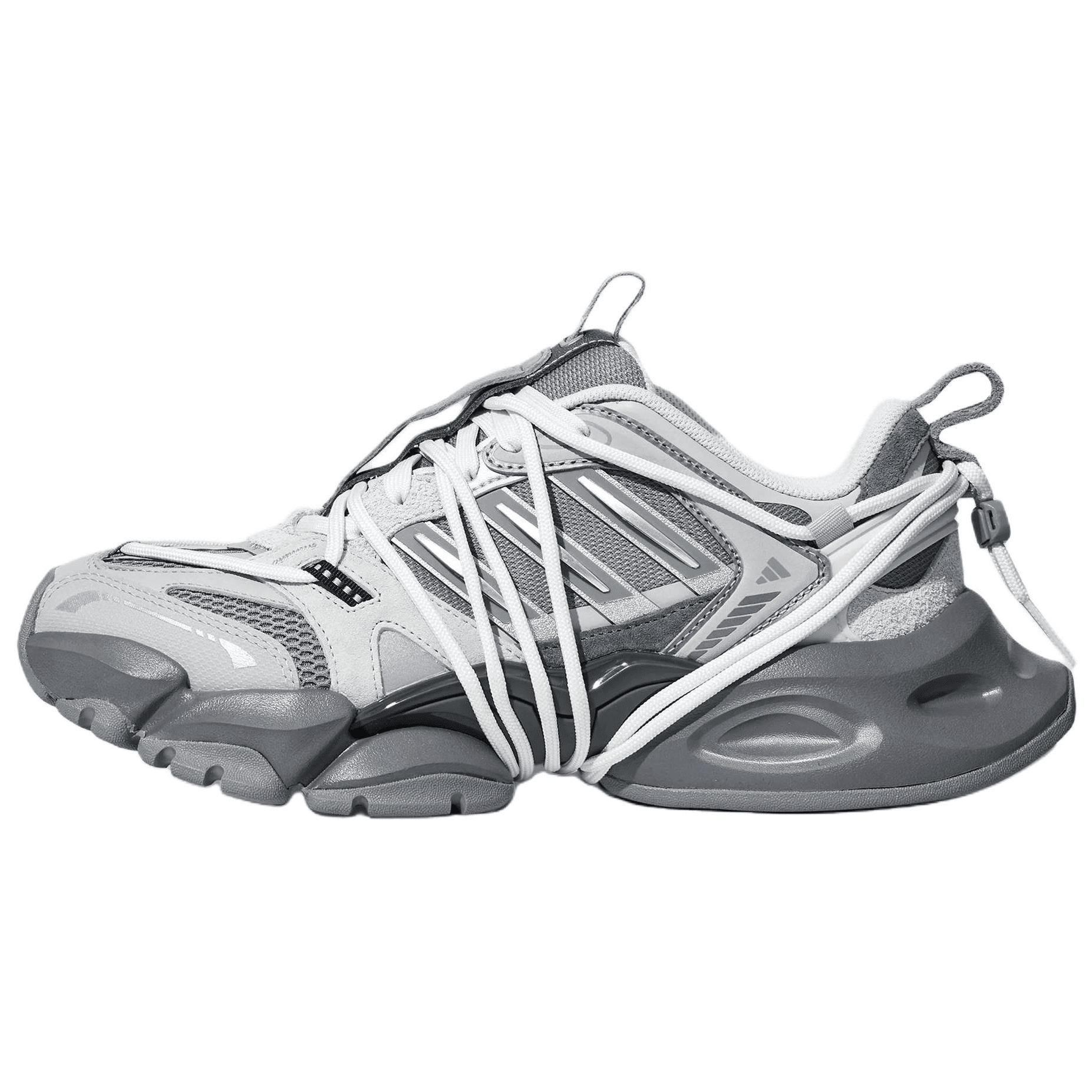 Кроссовки для бега Adidas XLG RUNNER DELUXE 2,0 Беговые кроссовки Низкий Топ Серый Металлический Серебристый Унисекс - изображение 1