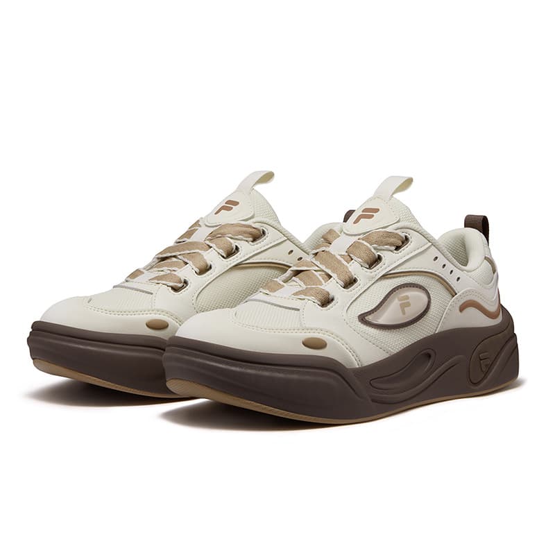 Кроссовки FILA FUSION CANNOLI Cake Shoes Кеды для скейтбординга Низкий Топ Крафт-бумага Белый Темно-желтый Женские - изображение 3