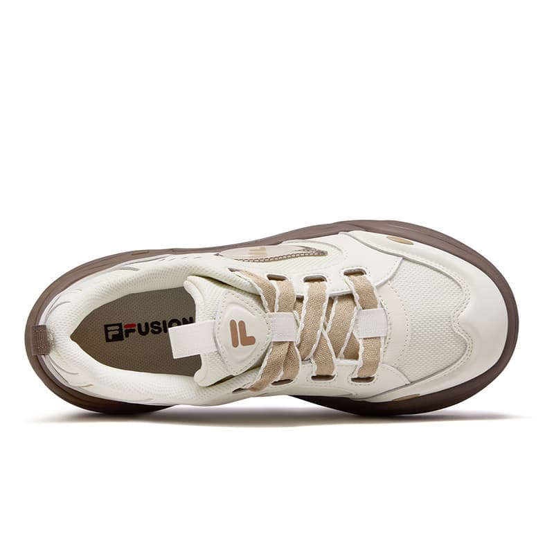 Кроссовки FILA FUSION CANNOLI Cake Shoes Кеды для скейтбординга Низкий Топ Крафт-бумага Белый Темно-желтый Женские - изображение 4