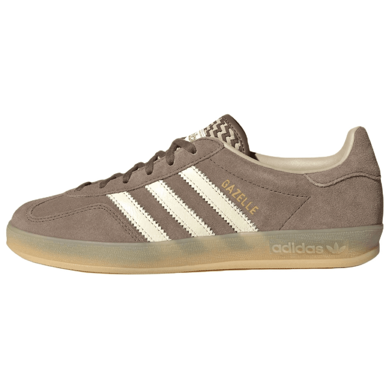 Кроссовки Adidas Originals GAZELLE INDOOR Кеды немецкой армии (GAT) Темная земля Нефритовый белый Хаки коричневый Женские - изображение 1
