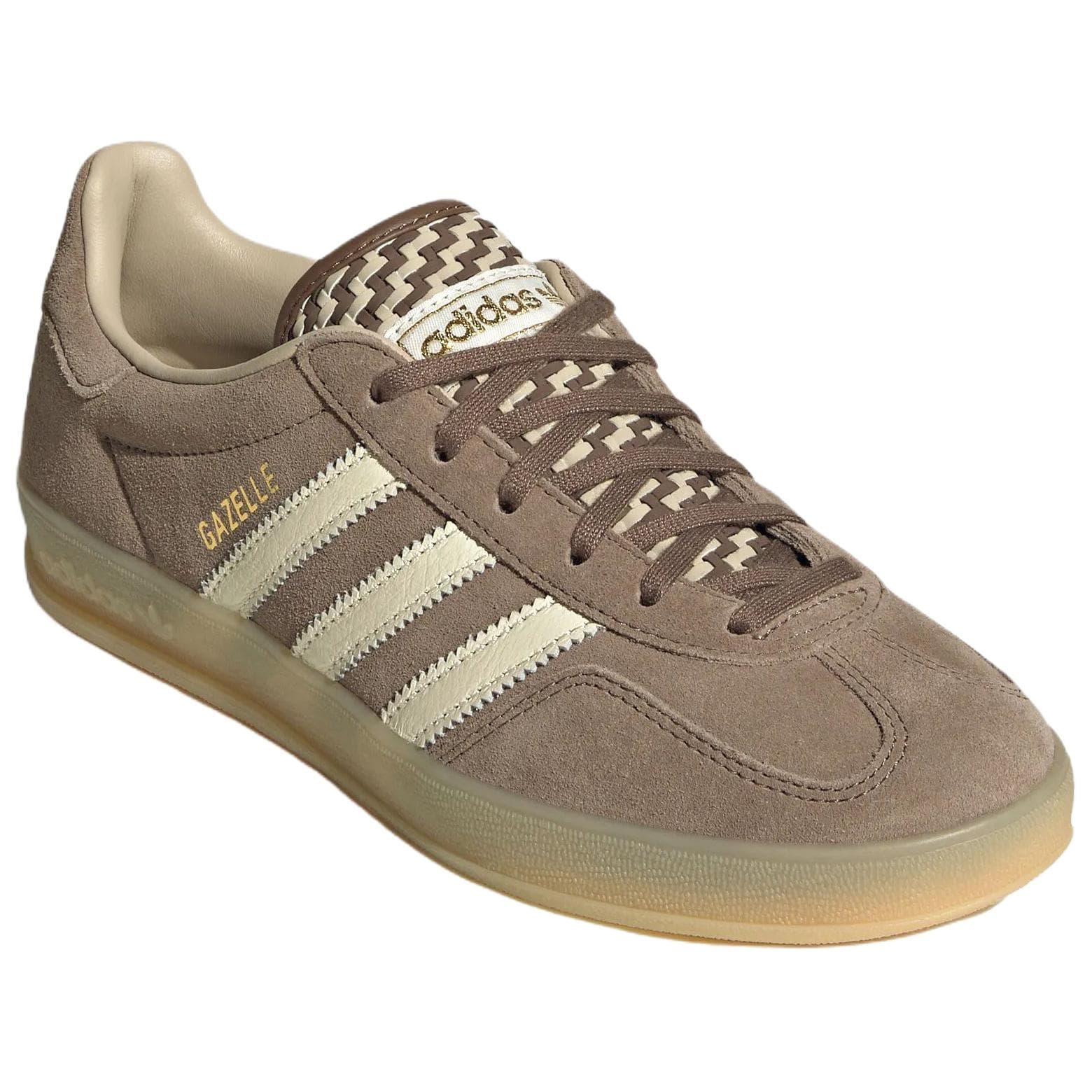 Кроссовки Adidas Originals GAZELLE INDOOR Кеды немецкой армии (GAT) Темная земля Нефритовый белый Хаки коричневый Женские - изображение 3