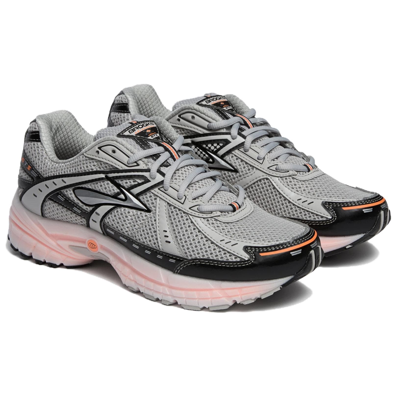 Кроссовки для бега BROOKS Adrenaline GTS 10 Беговые кроссовки Спокойный серый Коралловый Розовый Унисекс - изображение 2
