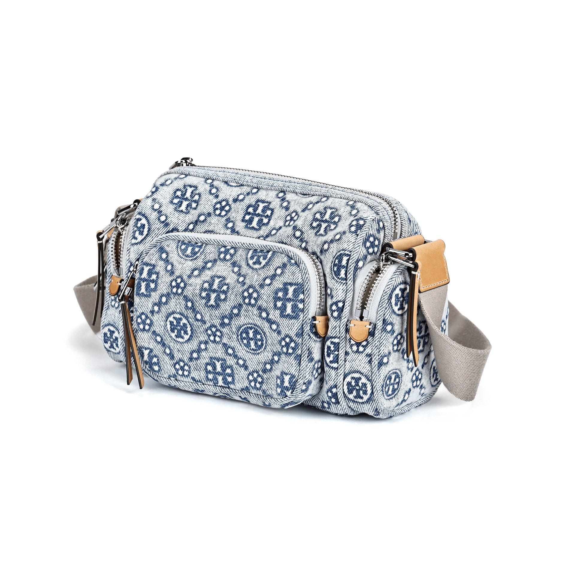 Мини-сумка Tory Burch T Monogram Хлопковое волокно Сумка через плечо Сумка на плечо Маленькая Женская Синяя - изображение 2