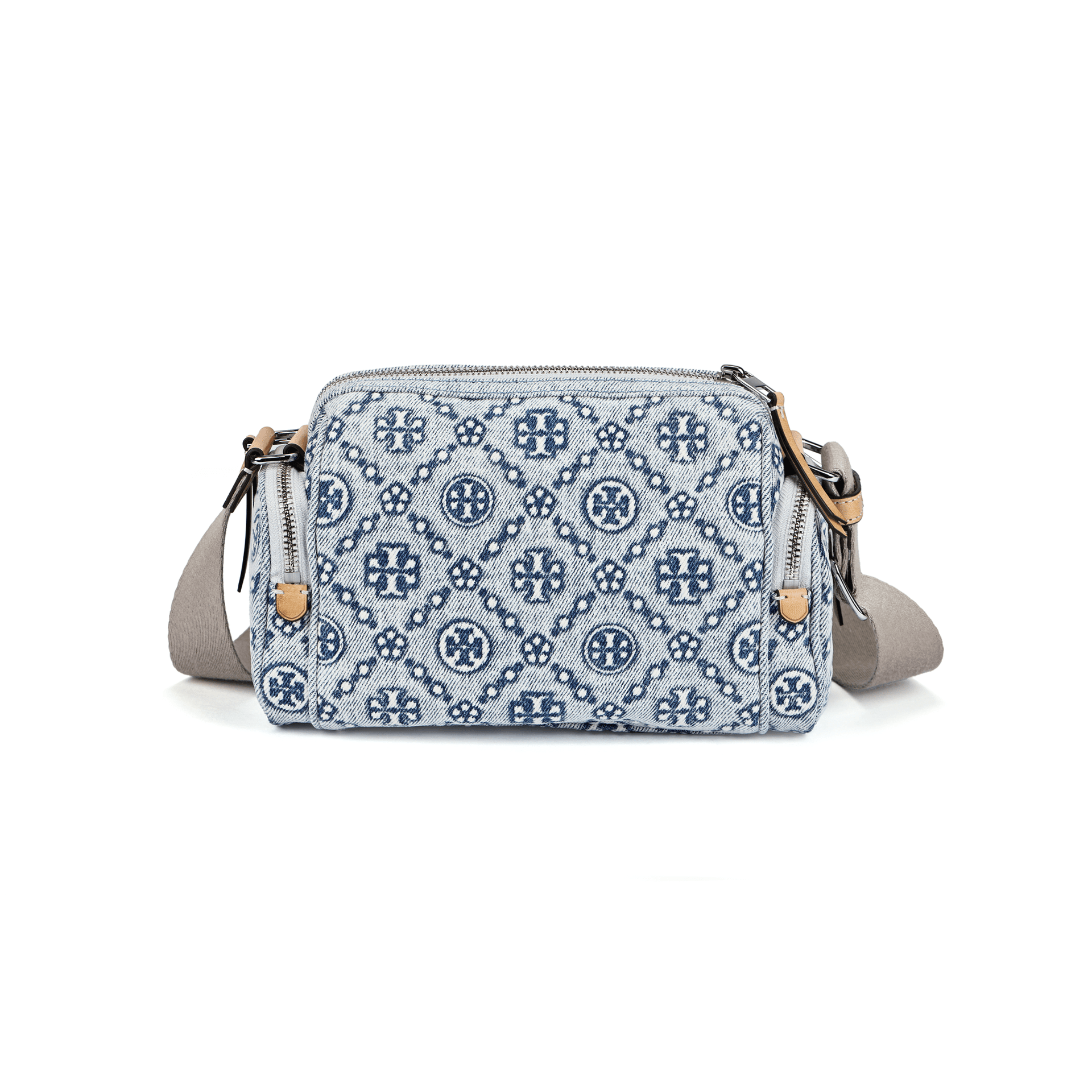 Мини-сумка Tory Burch T Monogram Хлопковое волокно Сумка через плечо Сумка на плечо Маленькая Женская Синяя - изображение 3