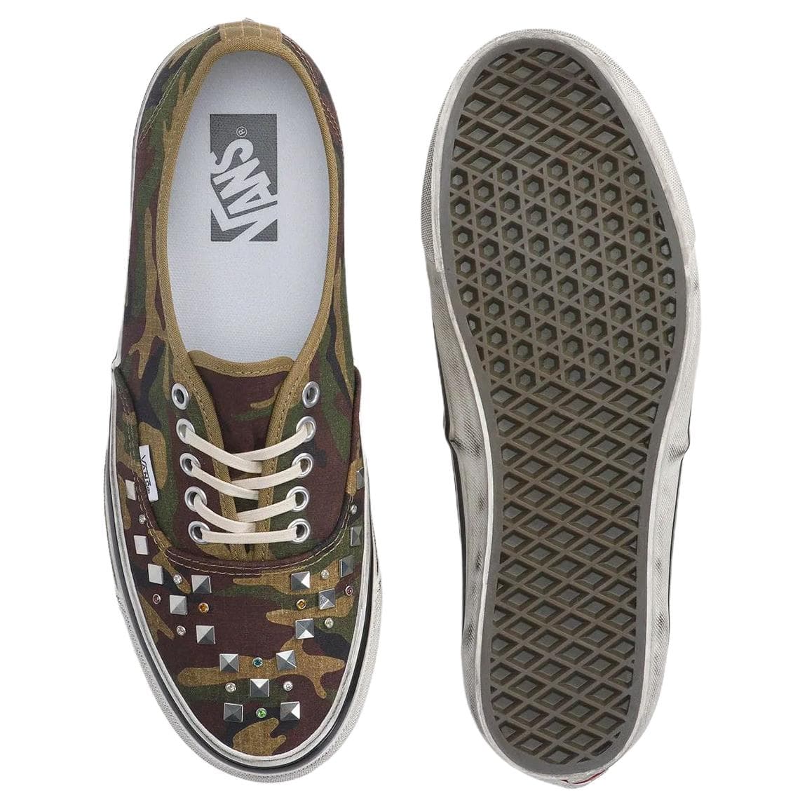 Кроссовки Vans Authentic 44 Кеды для скейтбординга Low Топ Камуфляж Коричнево-зеленый Мужской - изображение 4