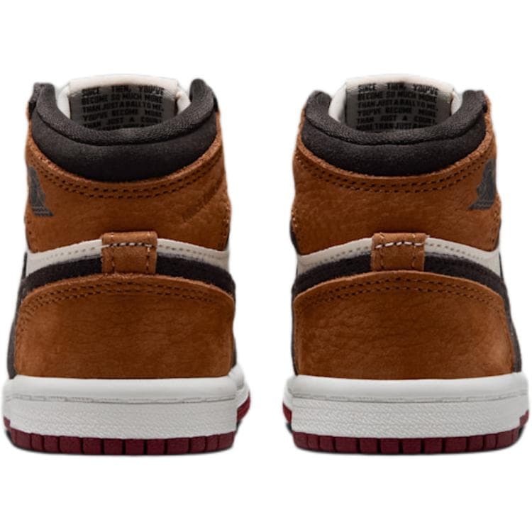 Кроссовки Jordan Air Jordan 1 Дышащий High Топ Обувь для малышей Тень Коричневый Infant and Toddler - изображение 5