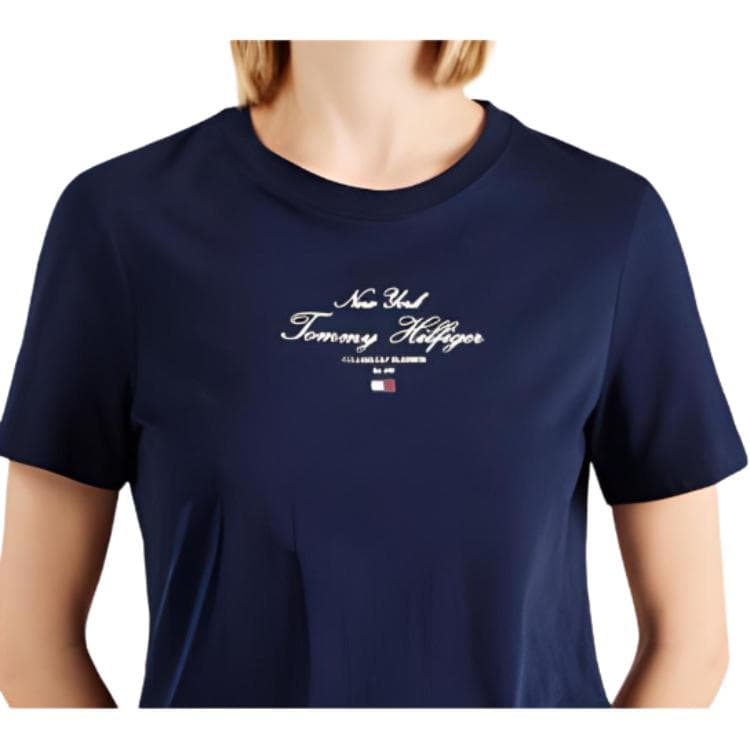Футболка Tommy Hilfiger T-рубашка женская темно-синяя - изображение 2