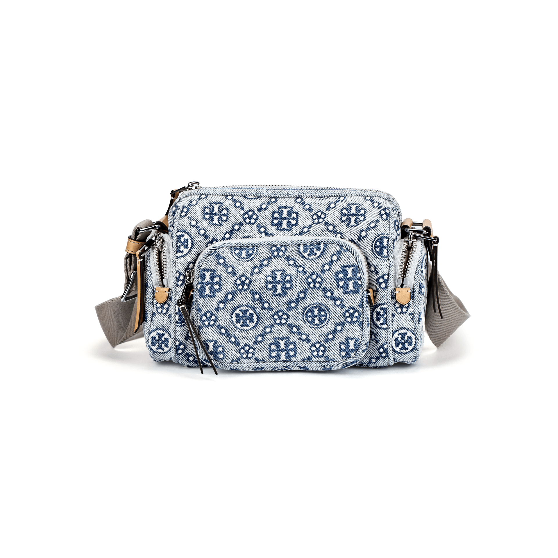 Мини-сумка Tory Burch T Monogram Хлопковое волокно Сумка через плечо Сумка на плечо Маленькая Женская Синяя - изображение 1