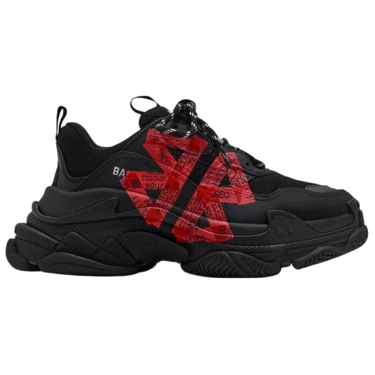 Кроссовки Balenciaga Triple S Low Топ Массивные кроссовки Женские Черный Красный - изображение 2
