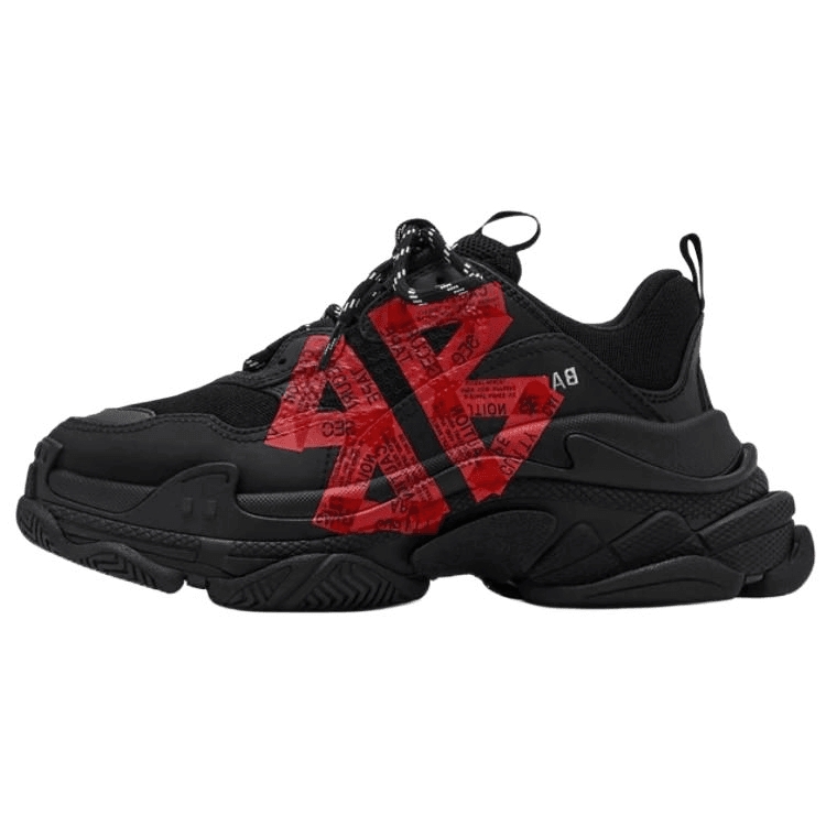 Кроссовки Balenciaga Triple S Low Топ Массивные кроссовки Женские Черный Красный - изображение 1