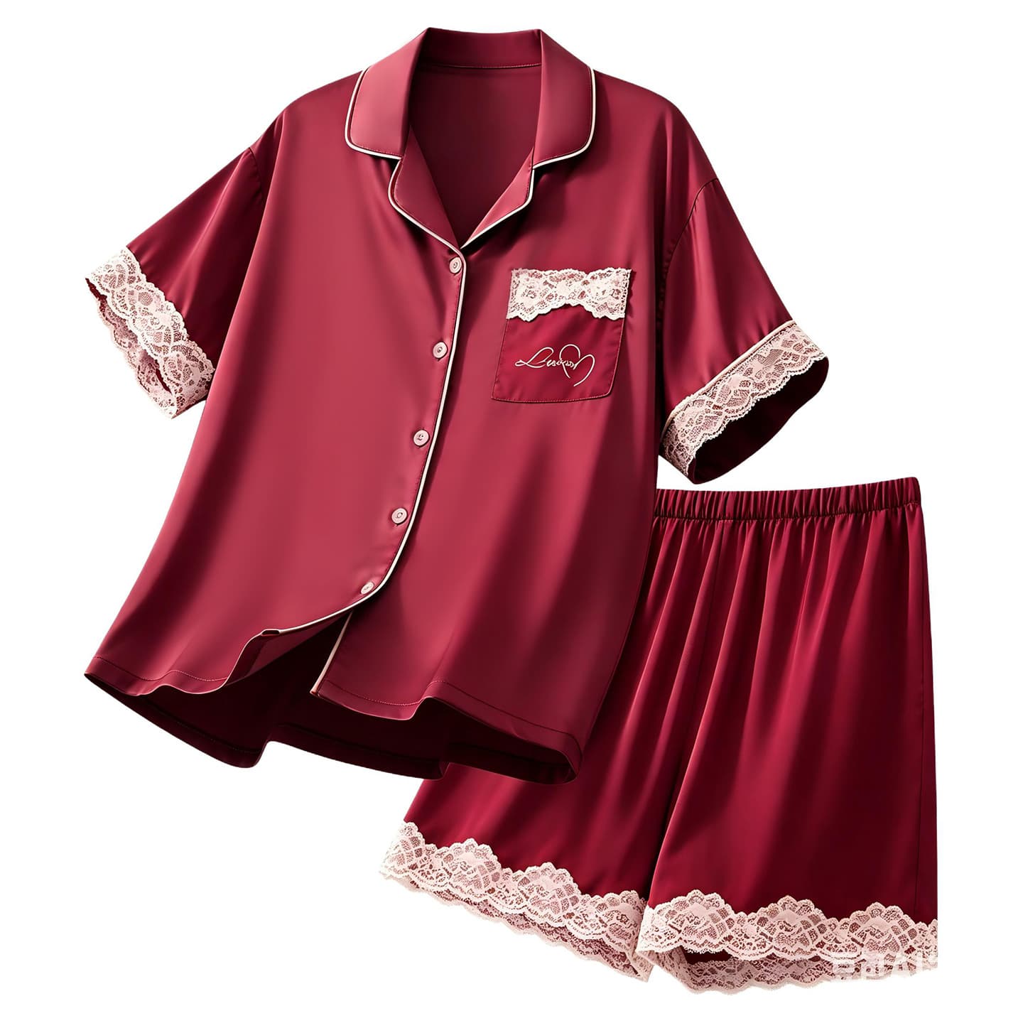 Пижама Jeep KA31015 Double Short Burgundy Women's Women's Pajama Sets - изображение 1
